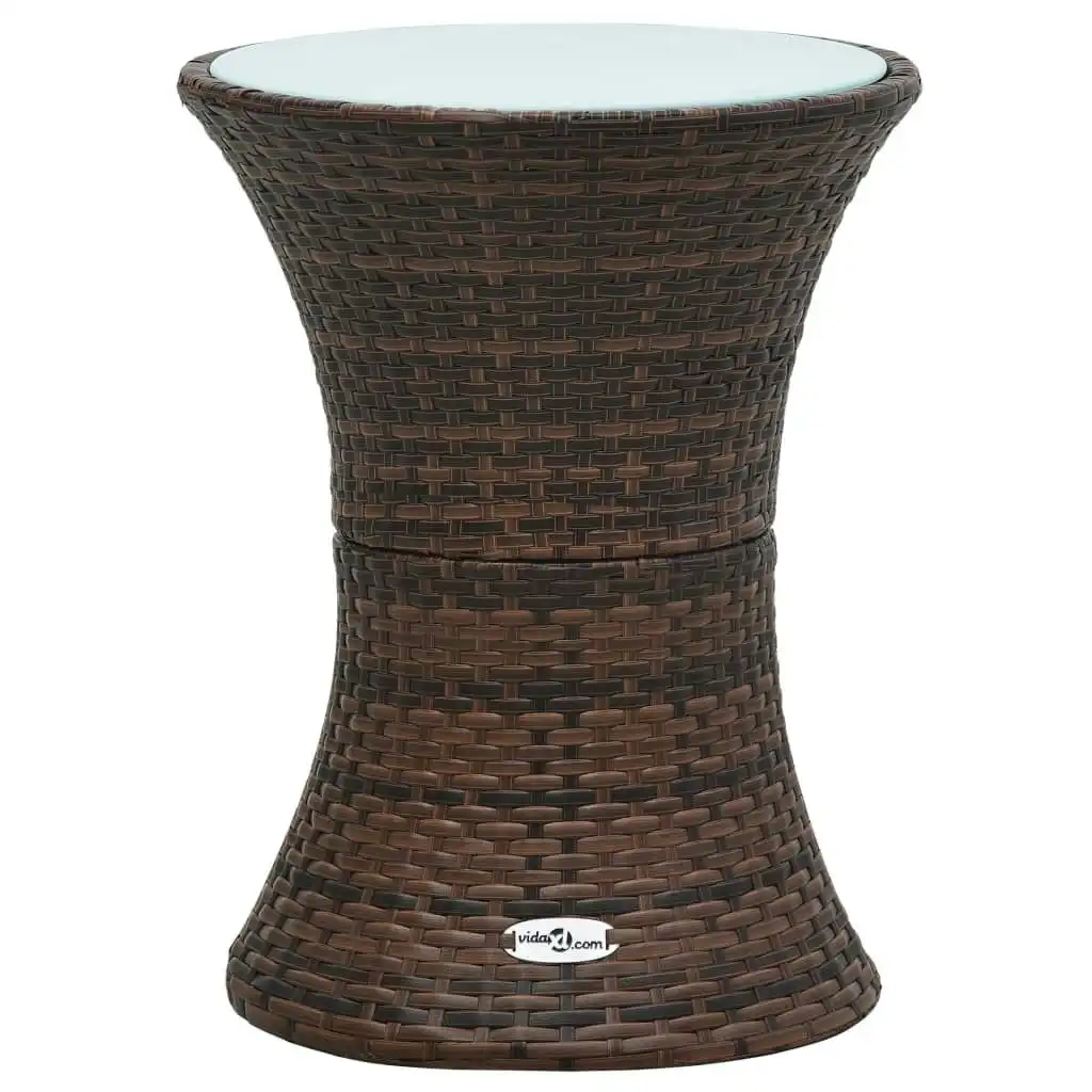 Garden Side Table Drum Shape Brown Poly Rattan 48151