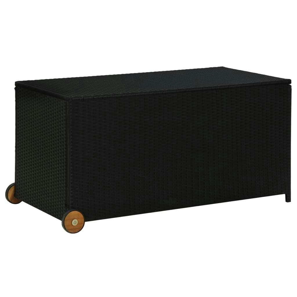 Garden Storage Box Black 120x65x61 cm Poly Rattan 310089