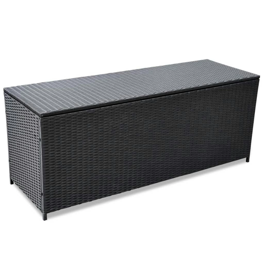 Garden Storage Box Black 150x50x60 cm Poly Rattan 43134