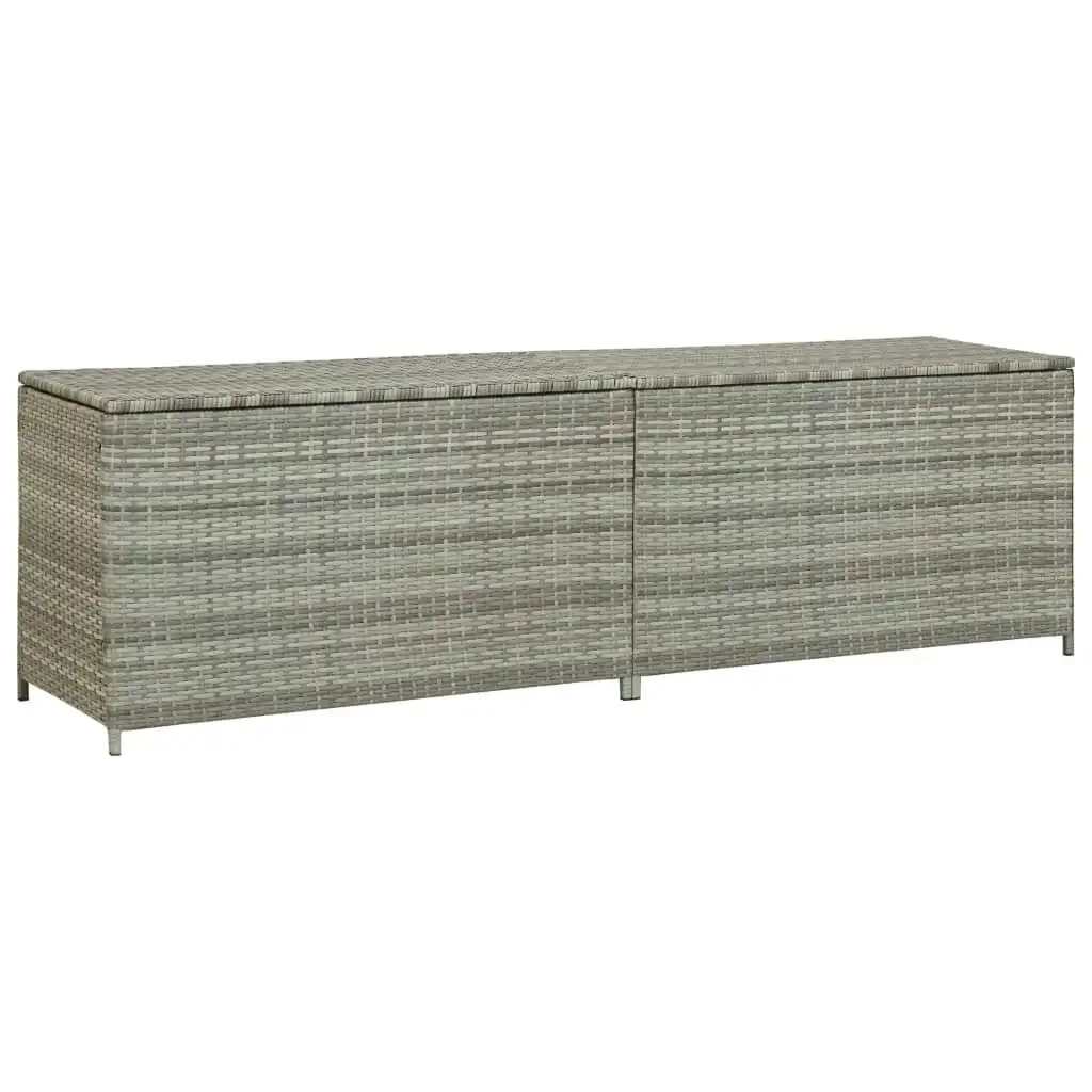 Garden Storage Box Poly Rattan 200x50x60 cm Grey 46476