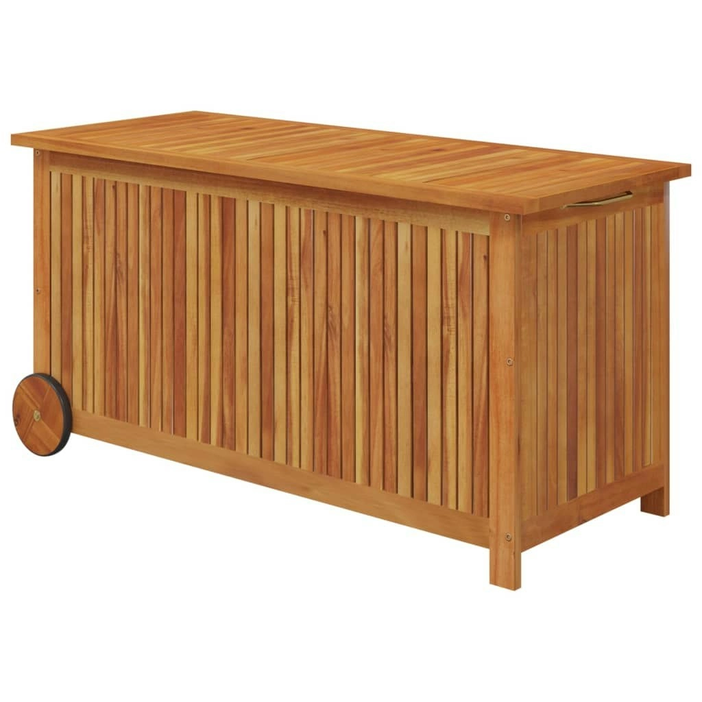 Garden Storage Box with Wheels 113x50x58 cm Solid Wood Acacia 319712