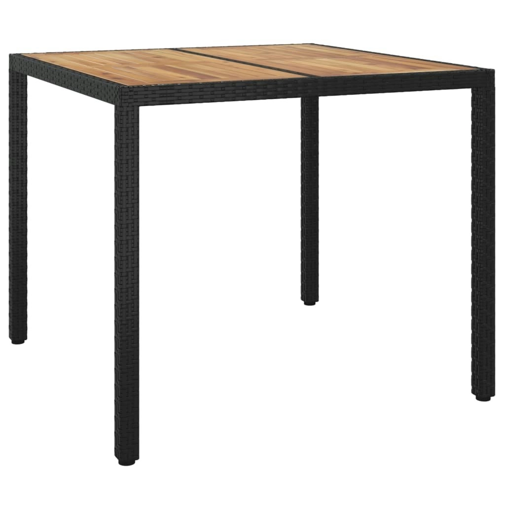 Garden Table 90x90x75 cm Poly Rattan and Acacia Wood Black 316718