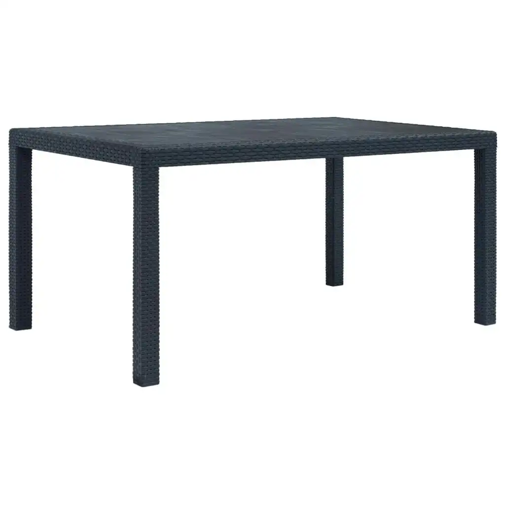 Garden Table Anthracite 150x90x72 cm Plastic Rattan Look 45605