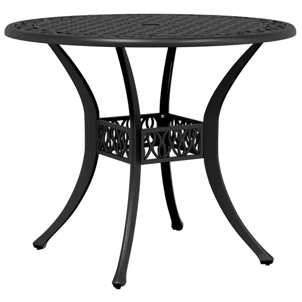 Garden Table Black Ã˜90x75 cm Cast Aluminium 4002808