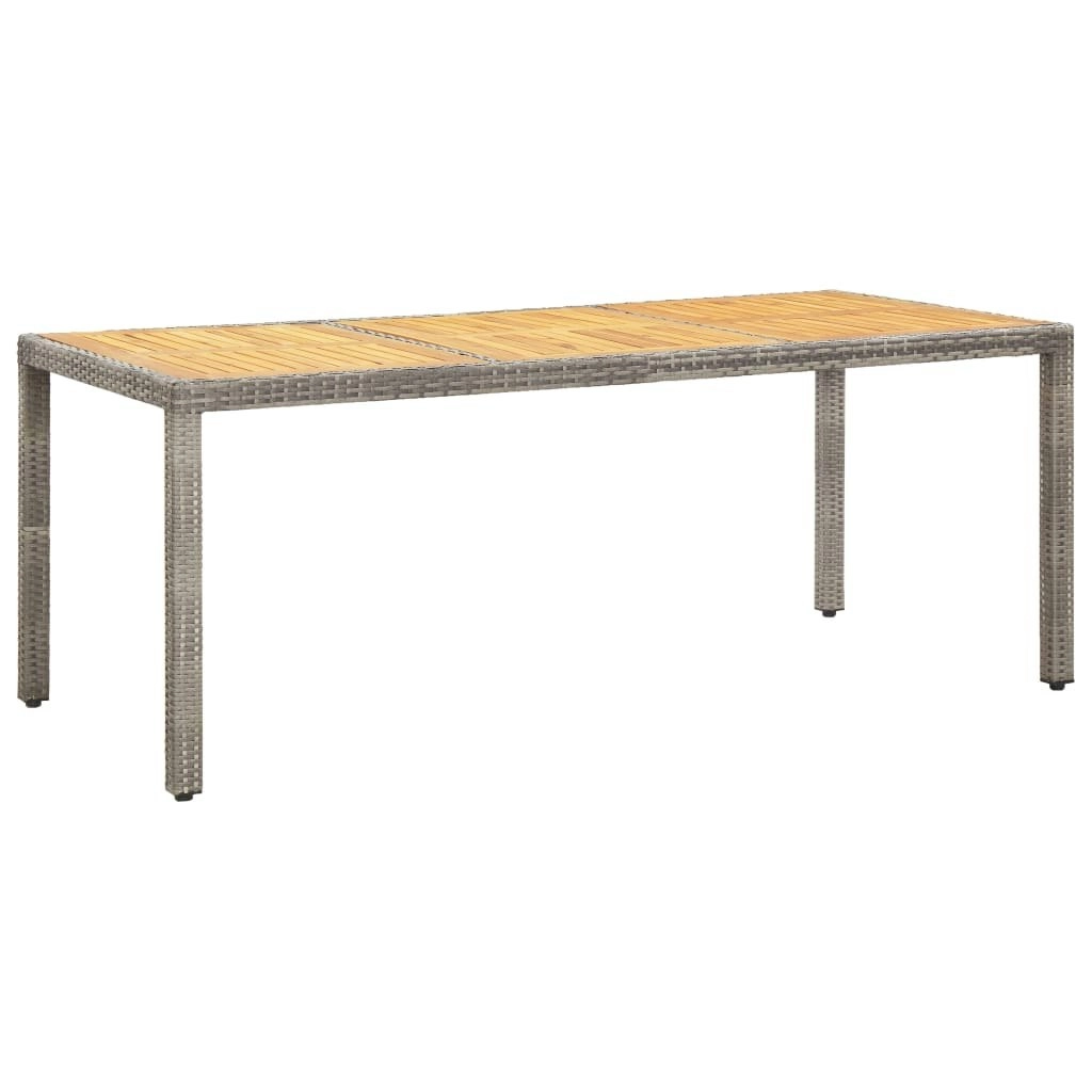 Garden Table Grey 190x90x75 cm Poly Rattan and Acacia Wood 310585