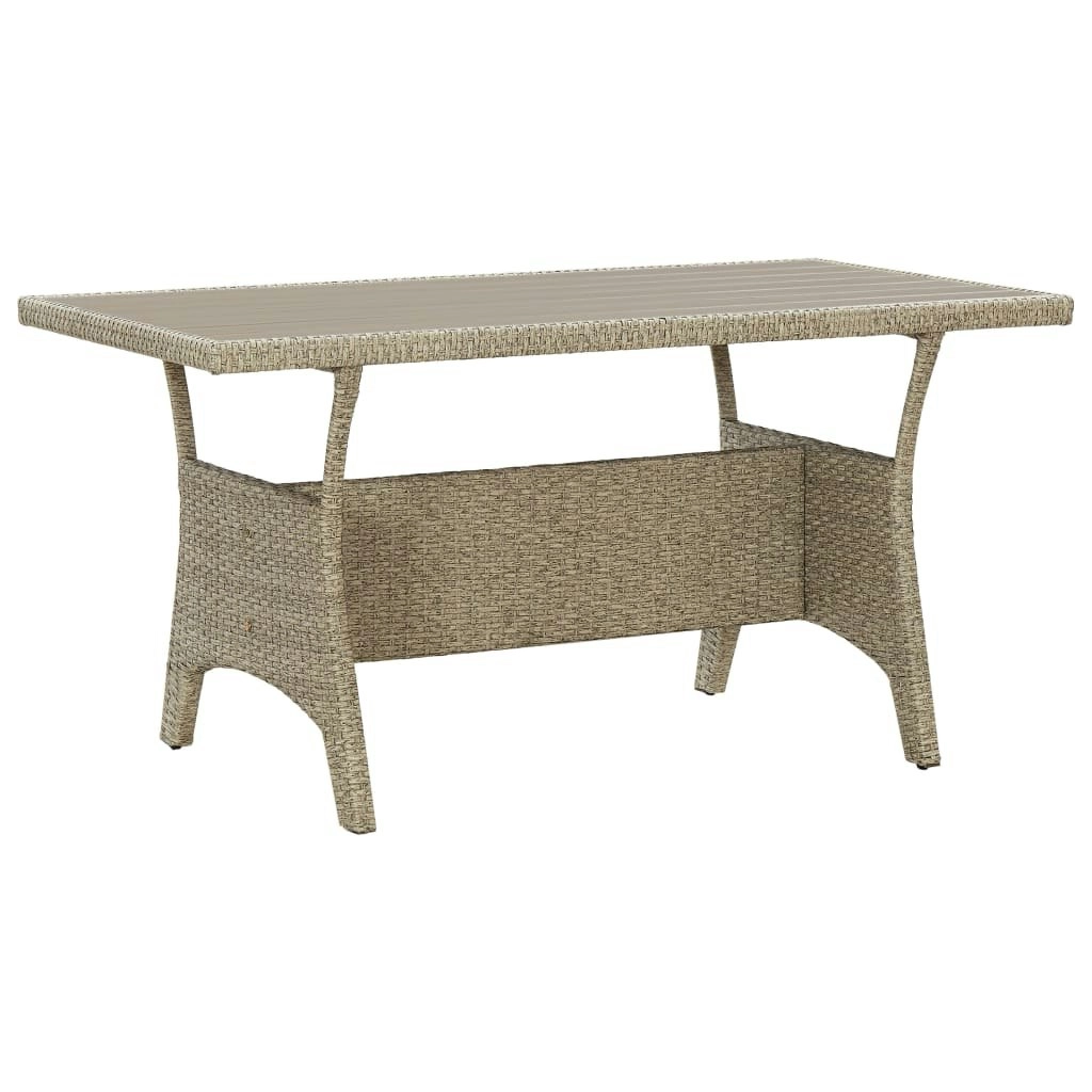 Garden Table Grey 130x70x66 cm Poly Rattan 46143