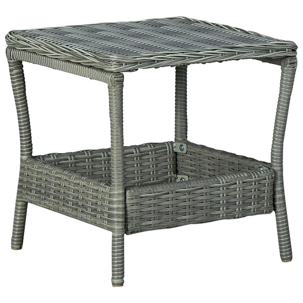 Garden Table Light Grey 45x45x46.5 cm Poly Rattan 313307