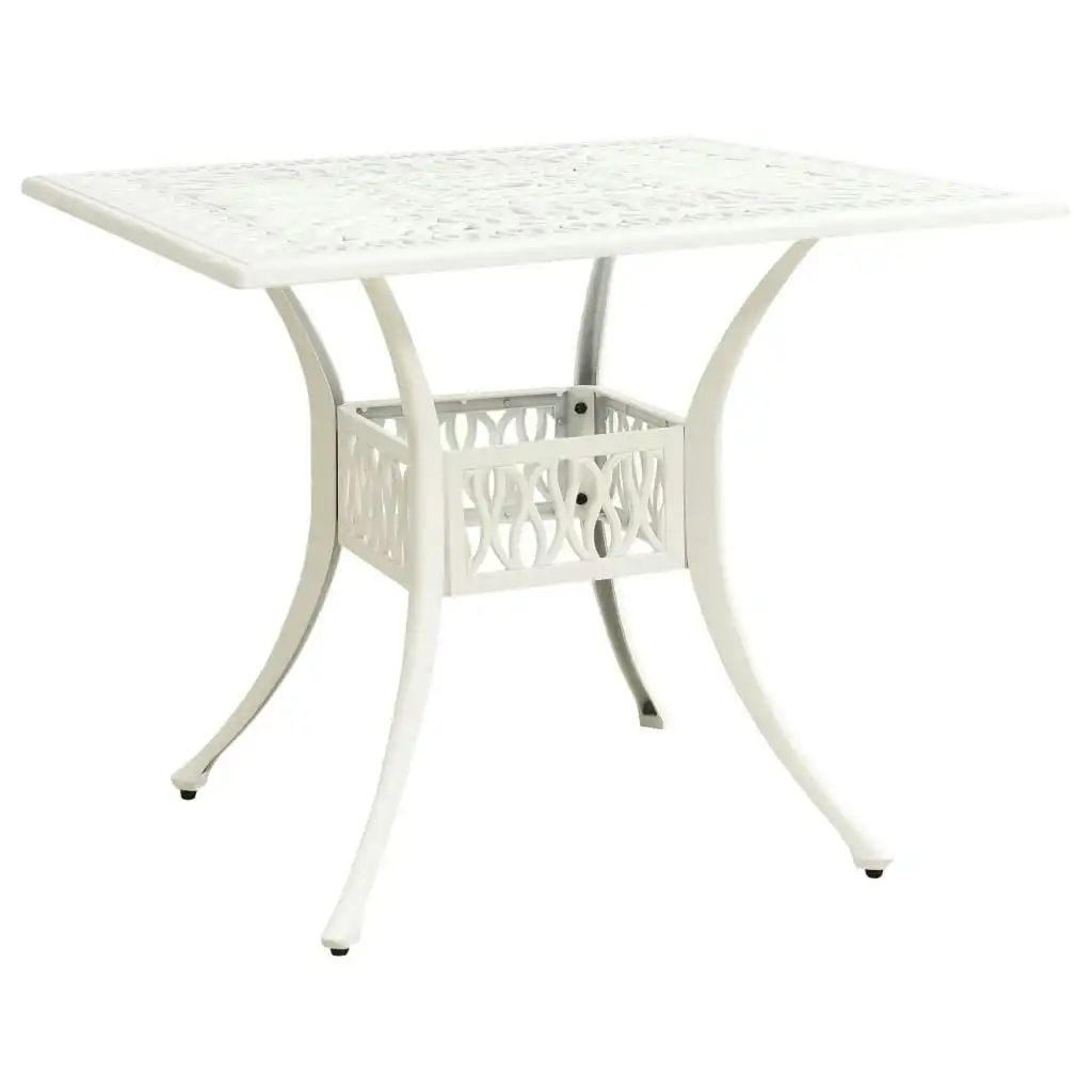 Garden Table White 90x90x73 cm Cast Aluminium 315590