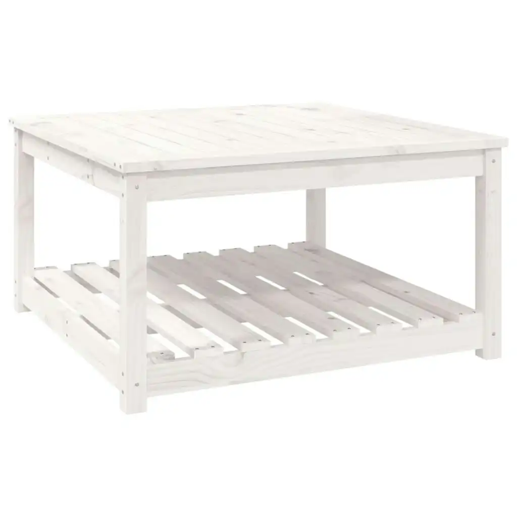 Garden Table White 82.5x82.5x45 cm Solid Wood Pine 824142