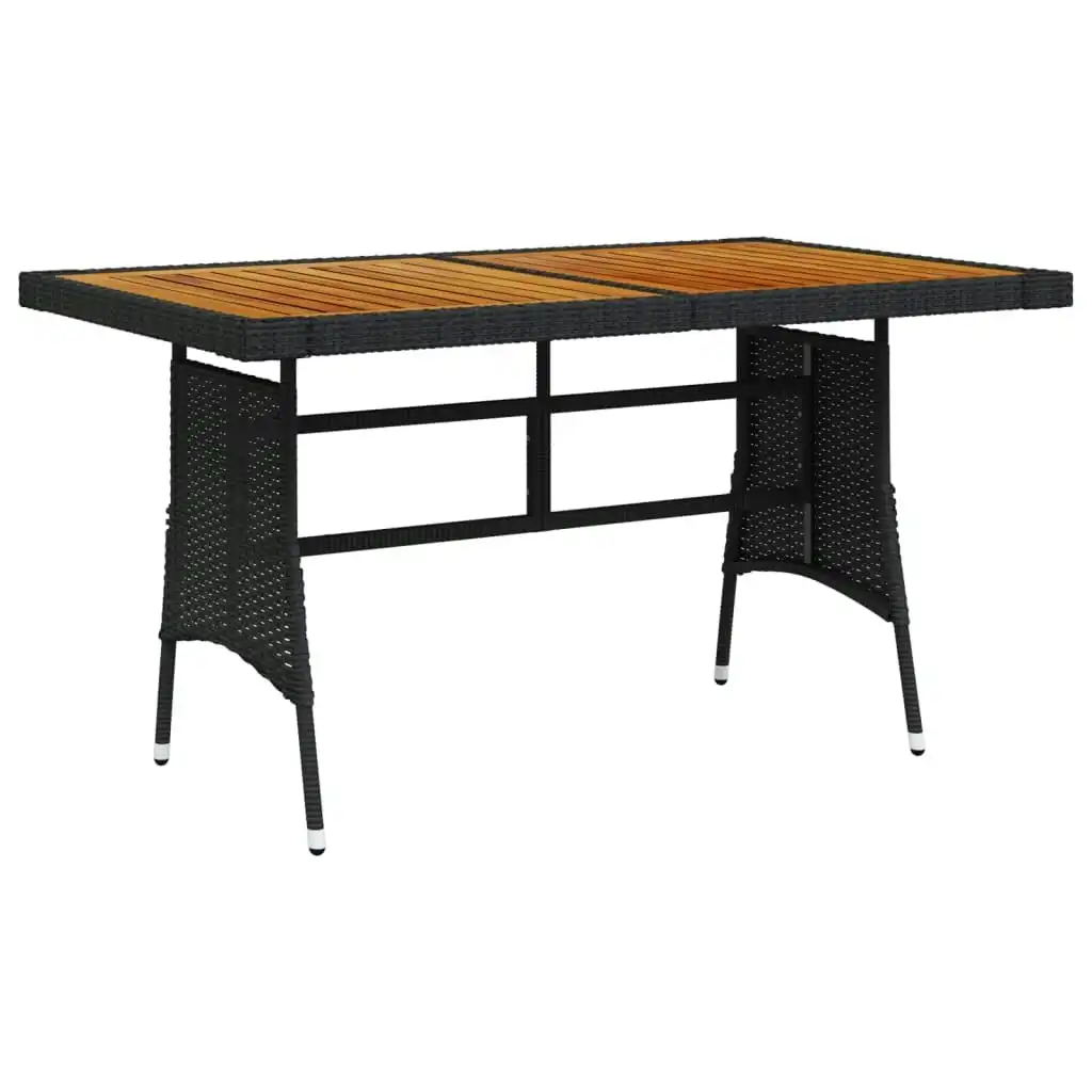 Garden Table Black 130x70x72 cm Poly Rattan & Solid Acacia Wood 318693