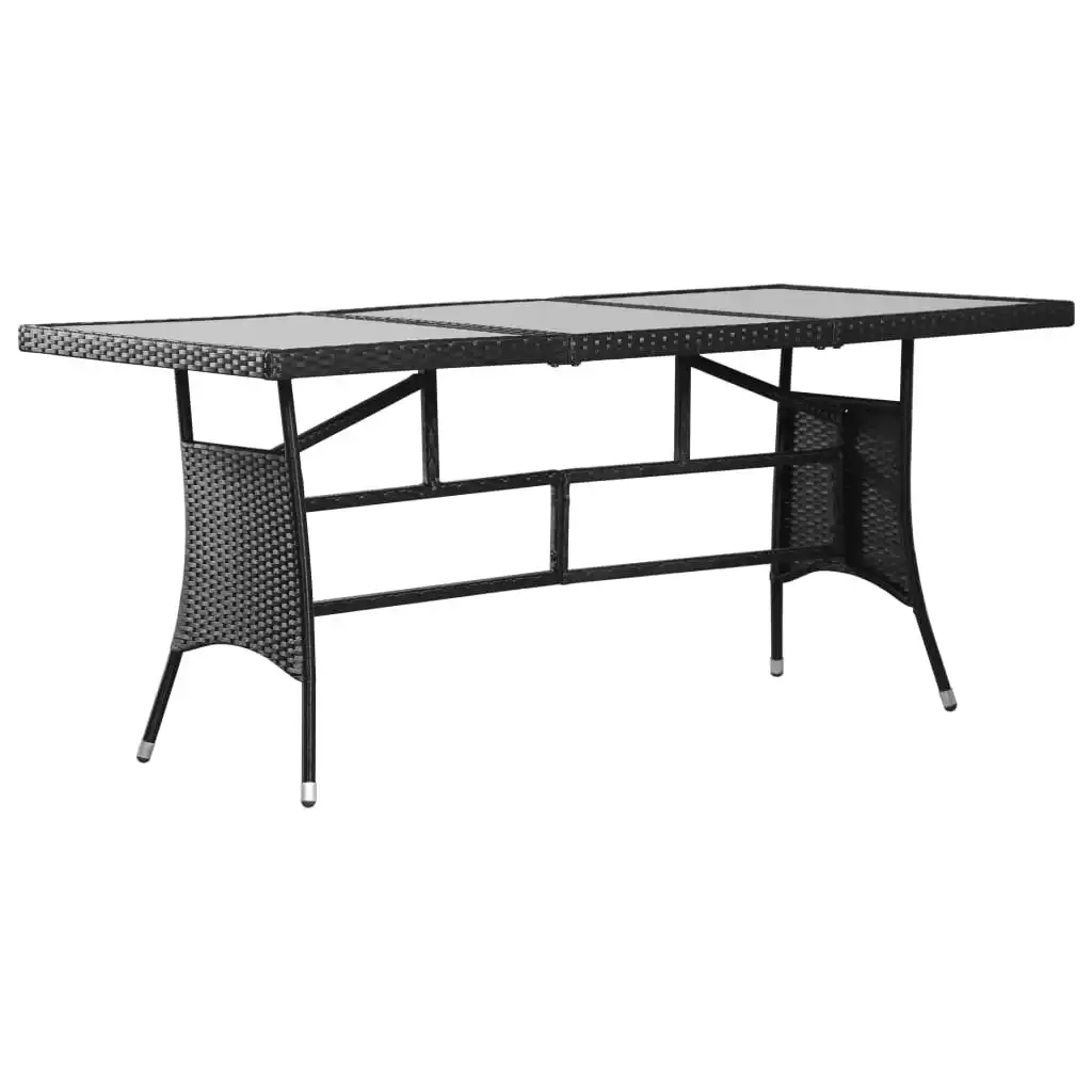 Garden Table Black 170x80x74 cm Poly Rattan 43932