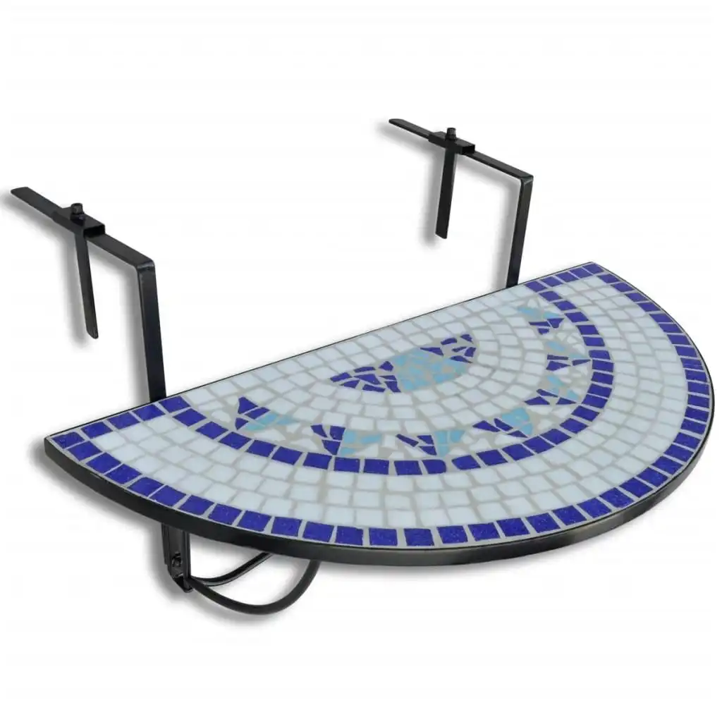 Hanging Balcony Table Blue and White Mosaic 41124