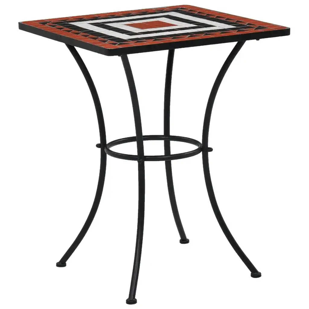 Mosaic Bistro Table Terracotta and White 60 cm Ceramic 46708