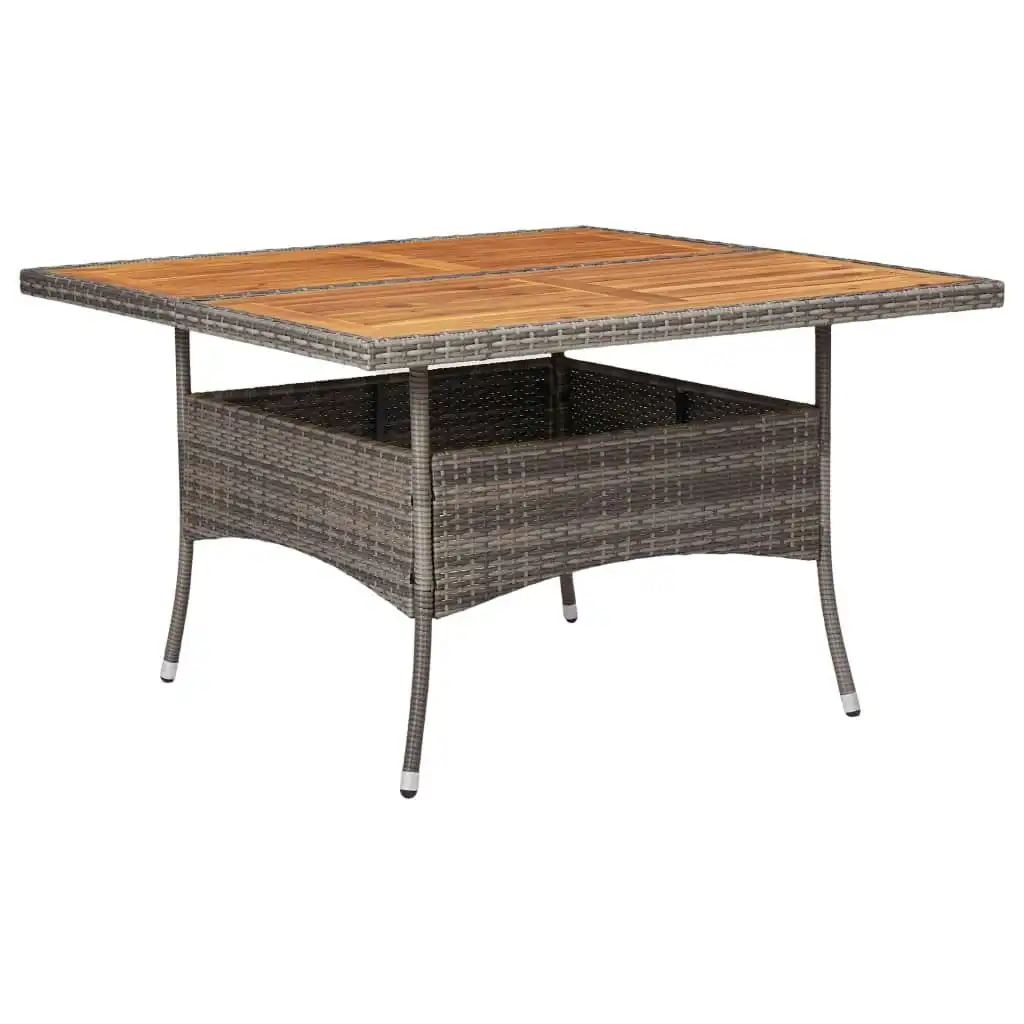 Outdoor Dining Table Grey Poly Rattan and Solid Acacia Wood 46188