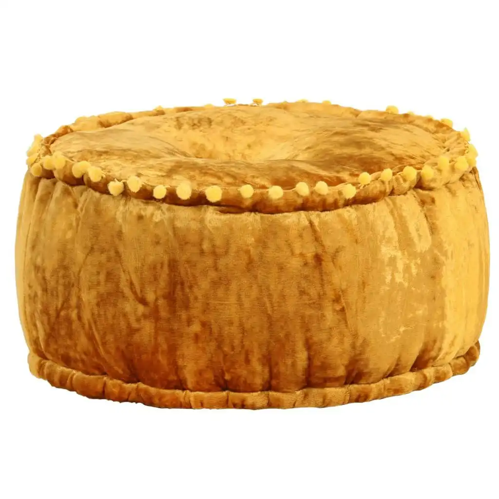 Round Pouffe Velvet 40x20 cm Mustard 287568