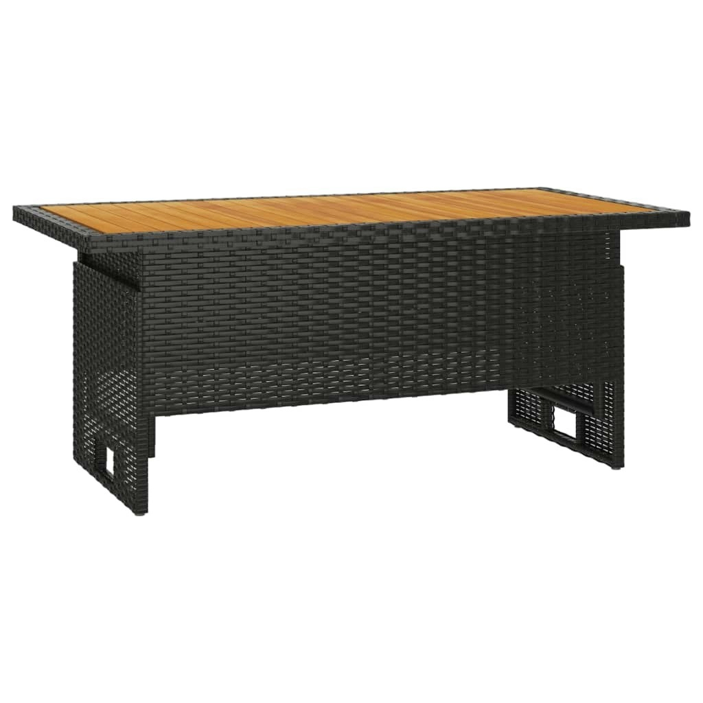 Garden Table Black 100x50x43/63 cm Solid Wood Acacia&Poly Rattan 362187