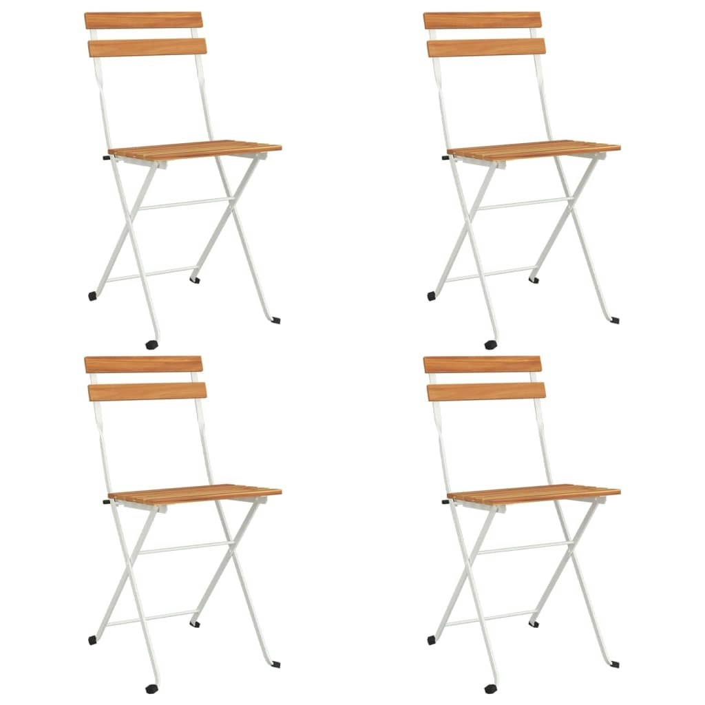 Folding Bistro Chairs 4 pcs Solid Wood Acacia and Steel 319975