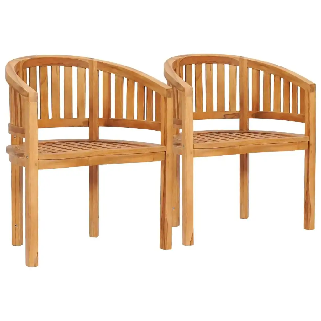 Banana Chairs 2 pcs Solid Teak Wood 48019