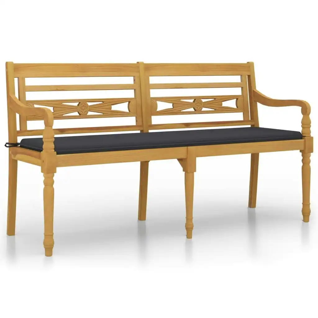 Batavia Bench with Anthracite Cushion 150 cm Solid Wood Teak 3100826