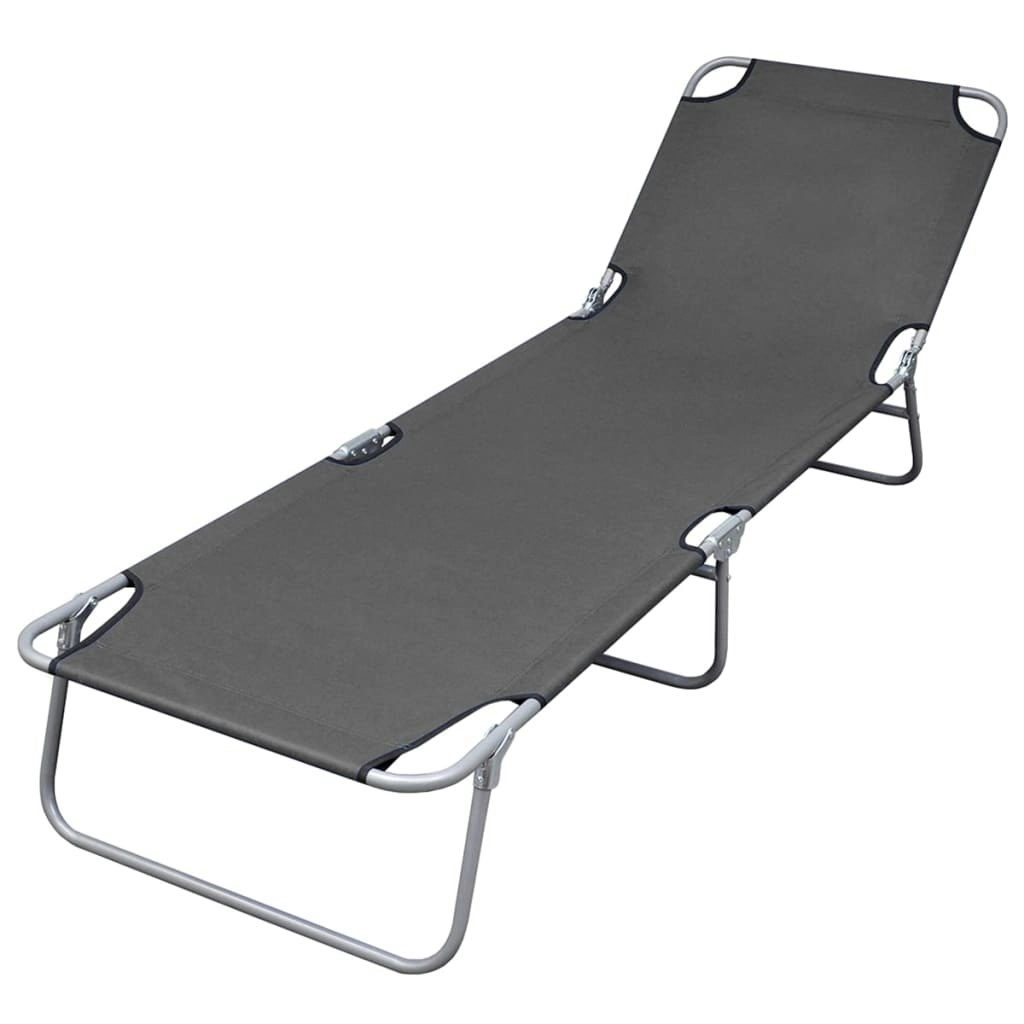 Foldable Sunlounger with Adjustable Backrest Grey 44293