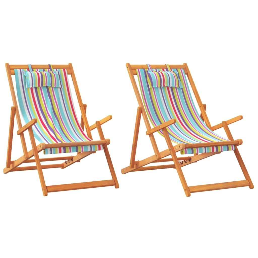 Folding Beach Chairs 2 pcs Multicolour Fabric 3214483