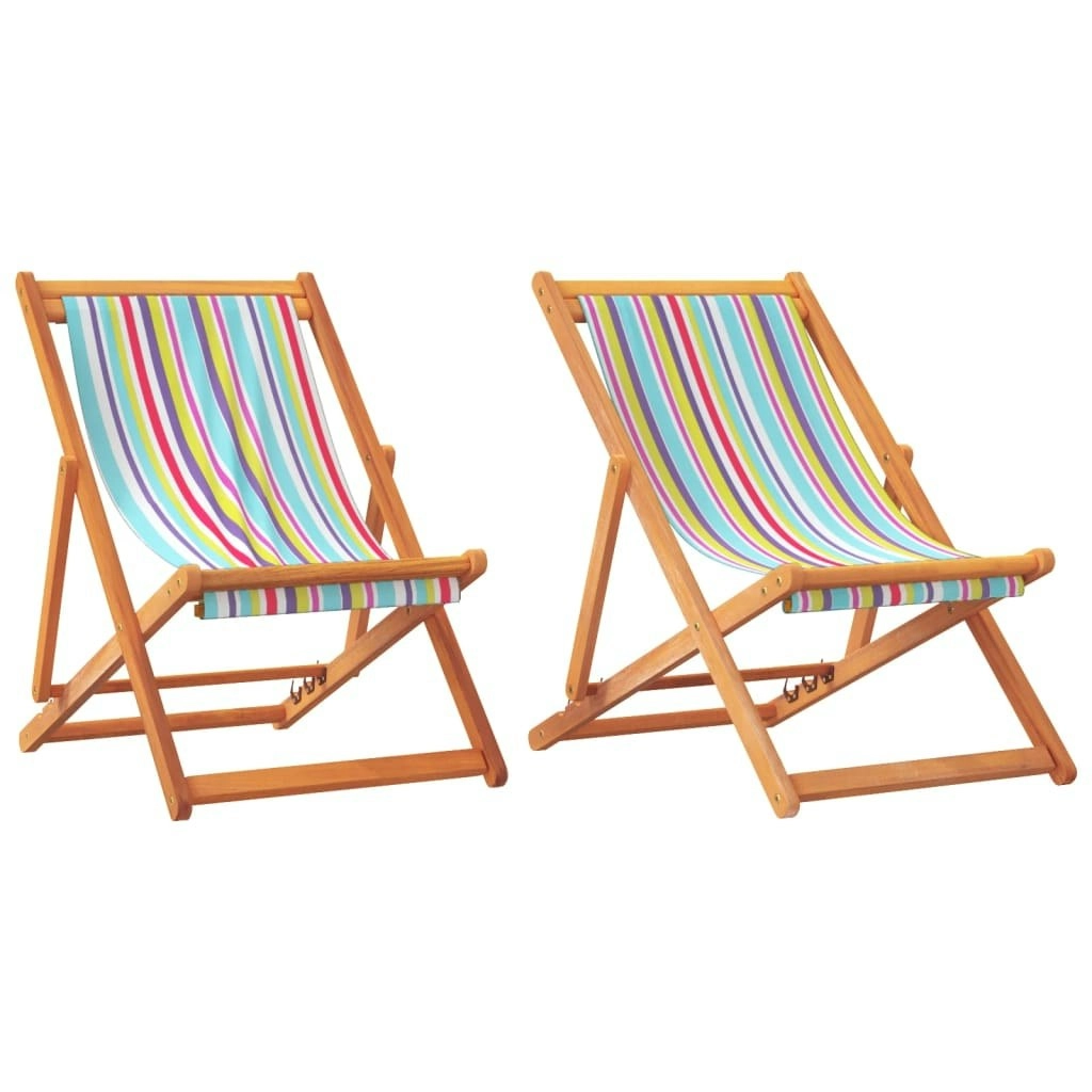 Folding Beach Chairs 2 pcs Multicolour Fabric 3214494