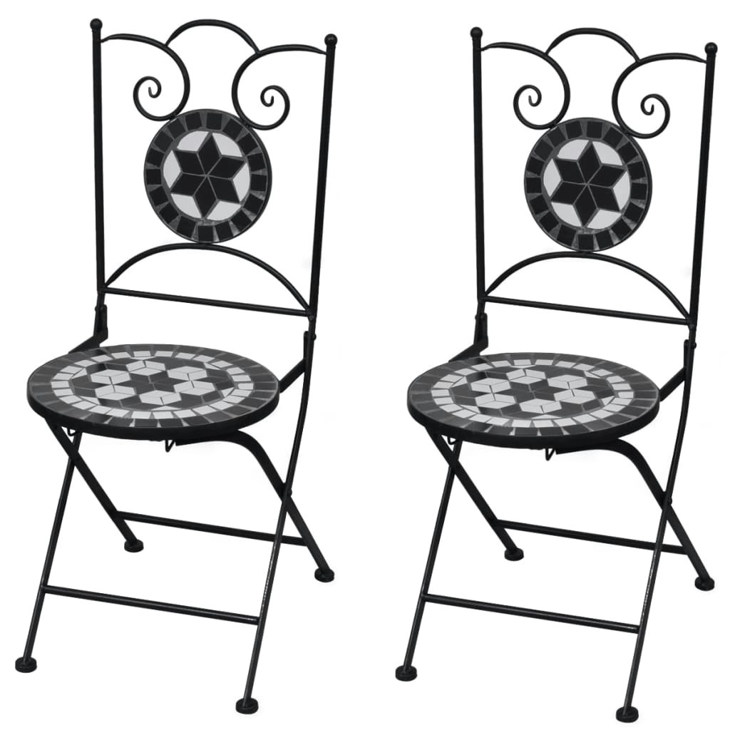 Folding Bistro Chairs 2 pcs Ceramic Black and White 41533