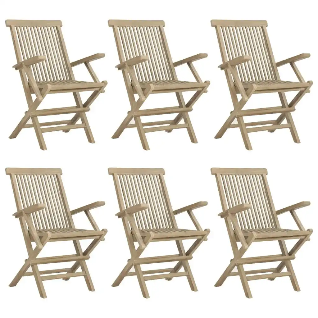 Folding Garden Chairs 6 pcs Grey 56x61x89 cm Solid Wood Teak 3155071