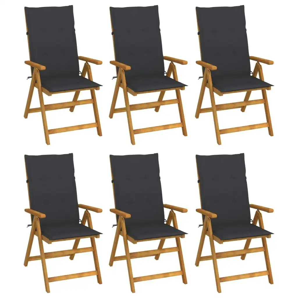 Folding Garden Chairs 6 pcs with Cushions Solid Acacia Wood 3064119