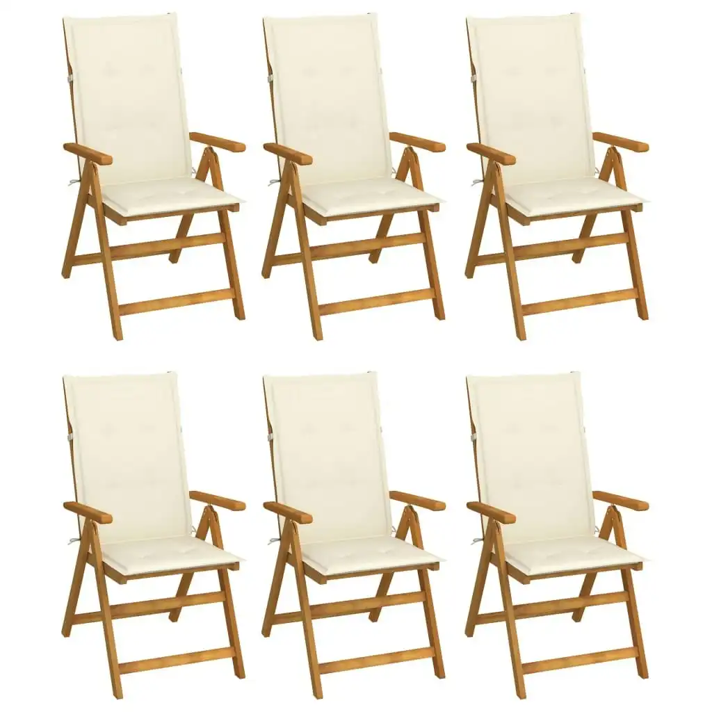 Folding Garden Chairs 6 pcs with Cushions Solid Acacia Wood 3064121