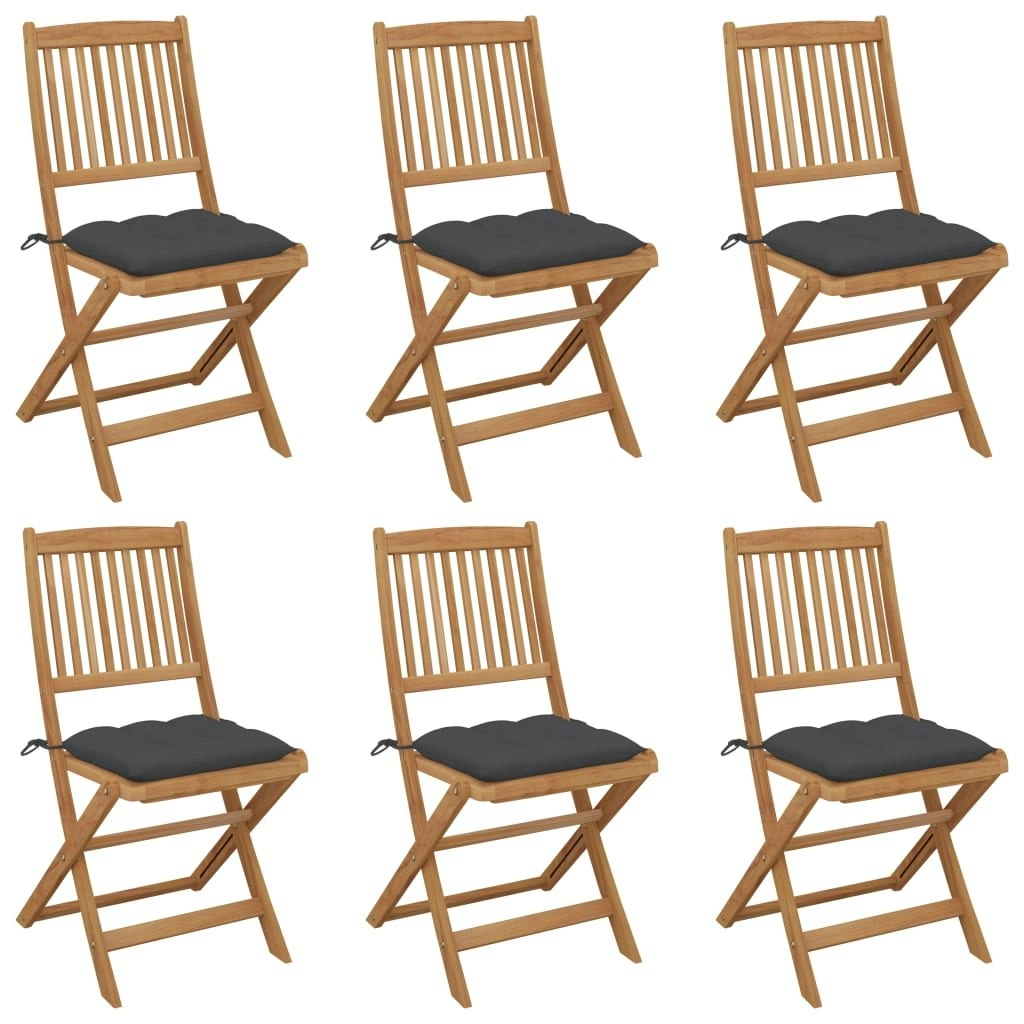 Folding Garden Chairs 6 pcs with Cushions Solid Wood Acacia 3065503