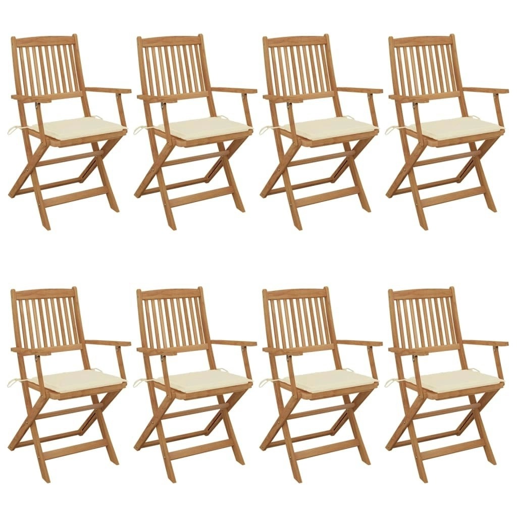 Folding Garden Chairs 8 pcs with Cushions Solid Acacia Wood 3074969