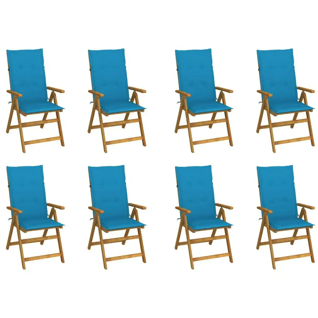 Folding Garden Chairs with Cushions 8 pcs Solid Wood Acacia 3075058