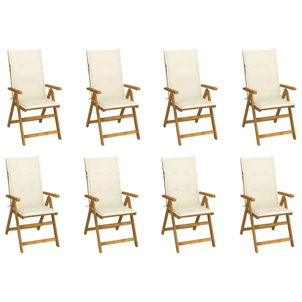 Folding Garden Chairs with Cushions 8 pcs Solid Wood Acacia 3075056