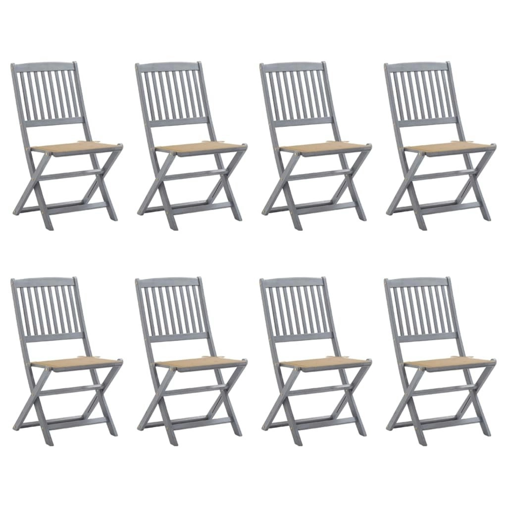 Folding Outdoor Chairs 8 pcs with Cushions Solid Acacia Wood 3078293