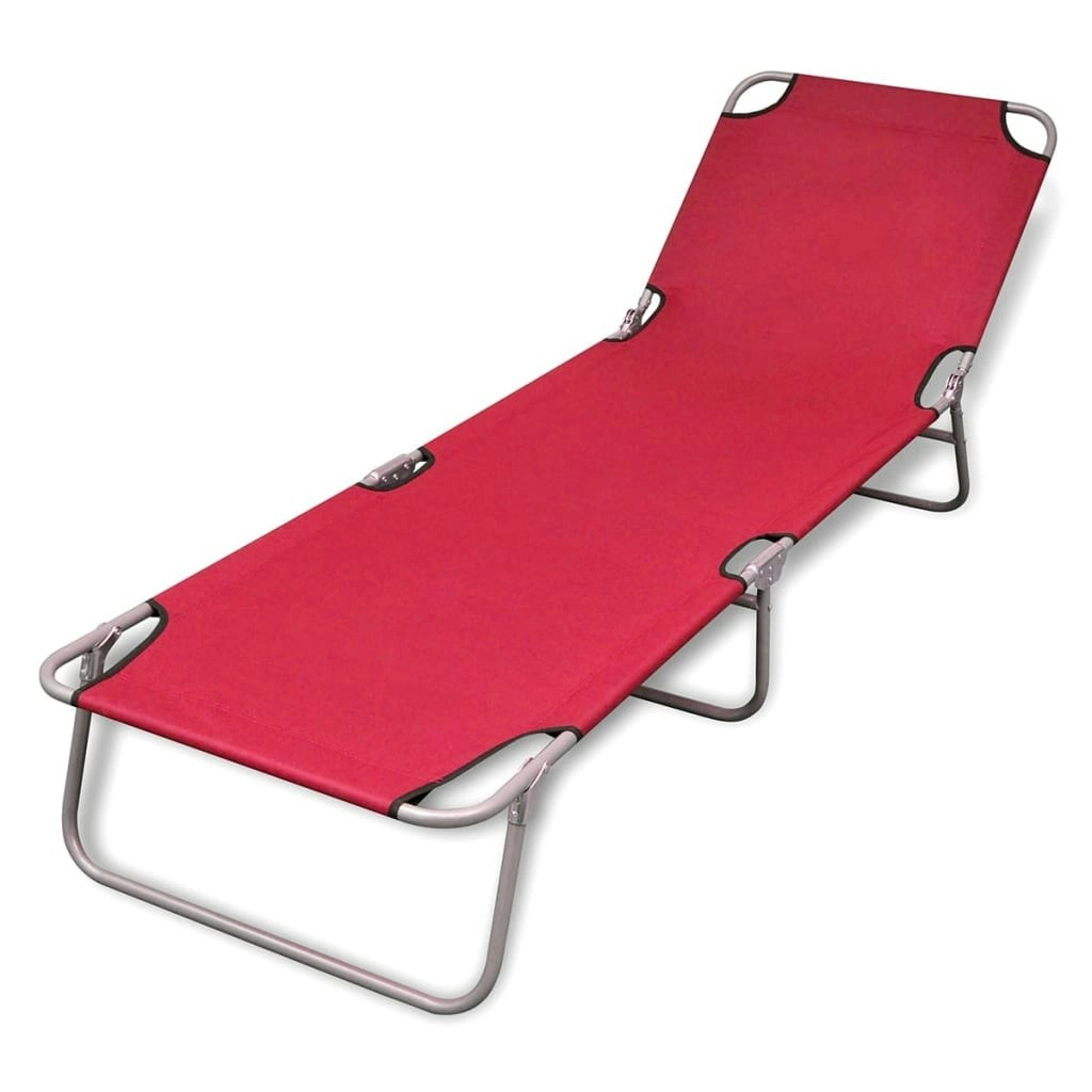 Folding Sun Lounger Powder-coated Steel Red 41479