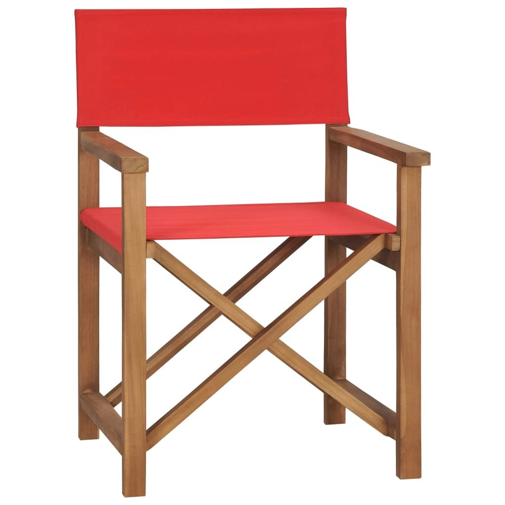 Director's Chair Solid Teak Wood Red 47414