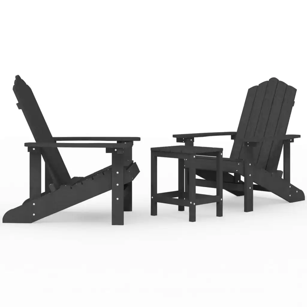 Garden Adirondack Chairs with Table HDPE Anthracite 3095705