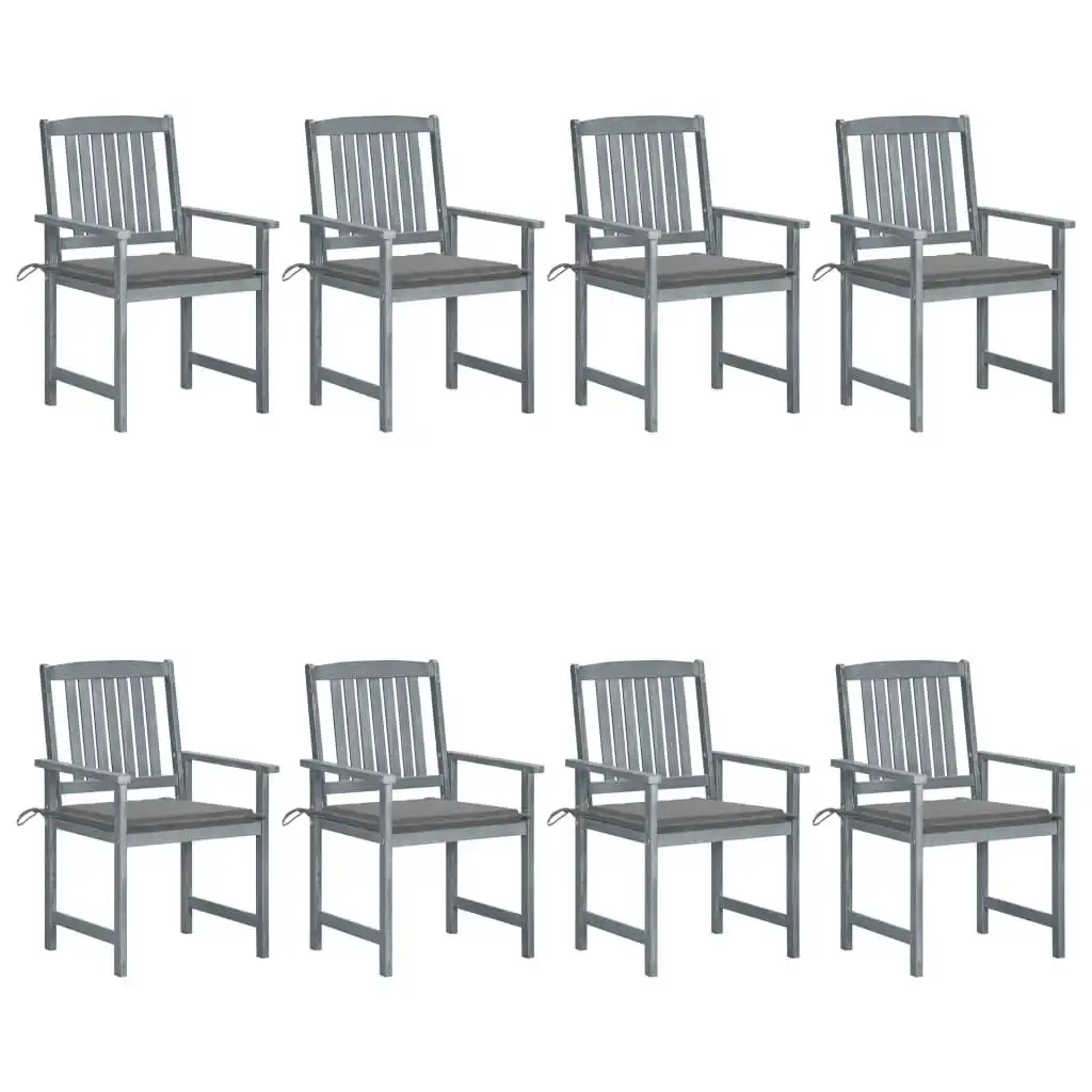 Garden Chairs with Cushions 8 pcs Solid Acacia Wood Grey 3078223