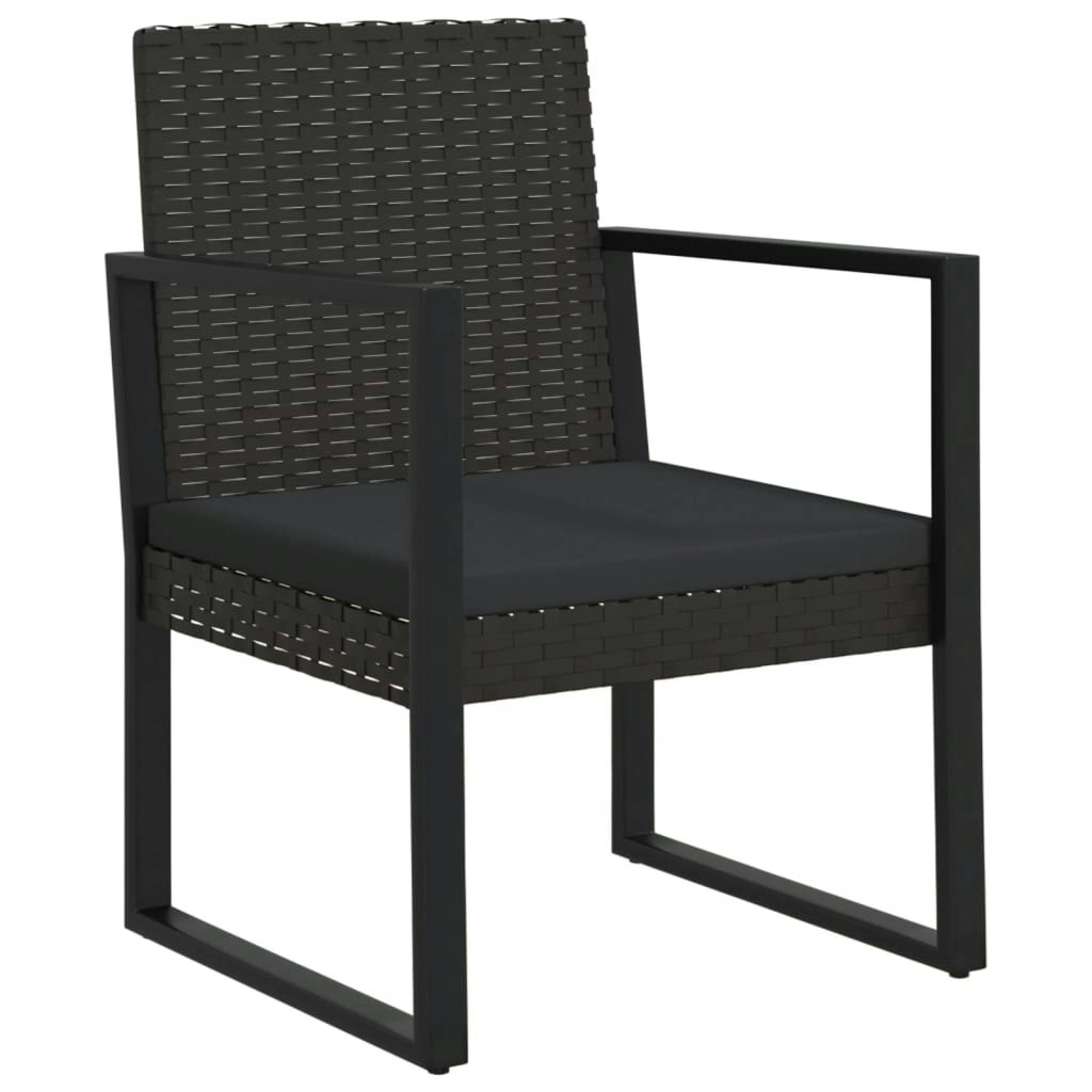 Garden Armchair with Cushion Black Poly Rattan 362324