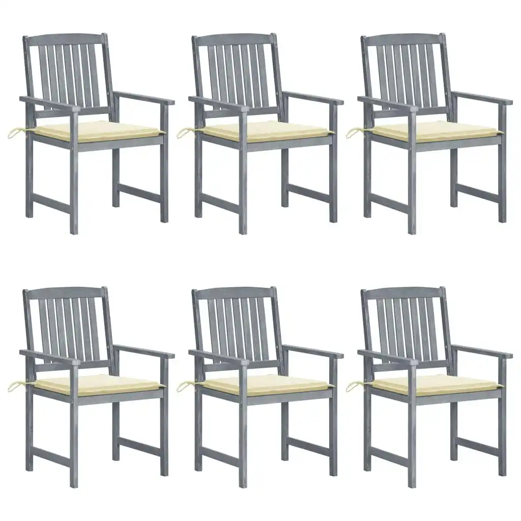 Garden Chairs with Cushions 6 pcs Solid Wood Acacia Grey 3078209