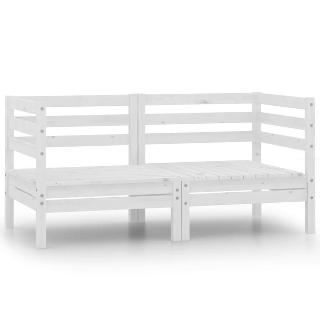 Garden 2-Seater Sofa White Solid Wood Pine 3082388