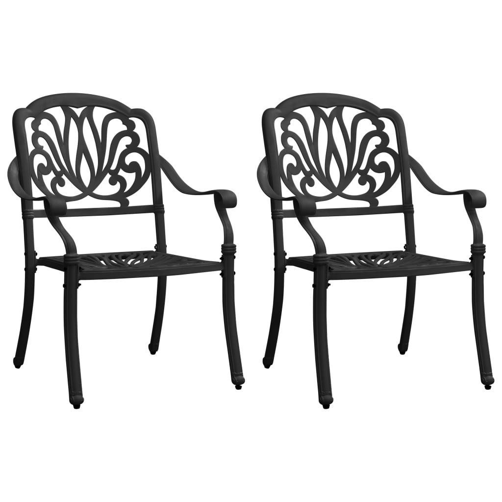 Garden Chairs 2 pcs Cast Aluminium Black 315568