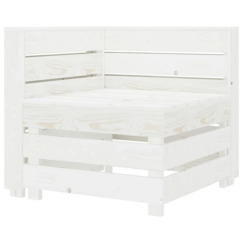 Garden Pallet Corner Sofa White Wood 313580