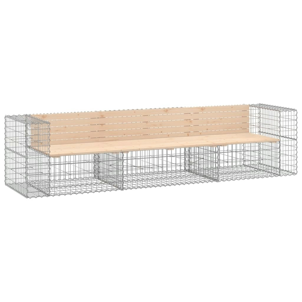 Garden Bench Gabion Design 287x71x65.5 cm Solid Wood Pine 3196251