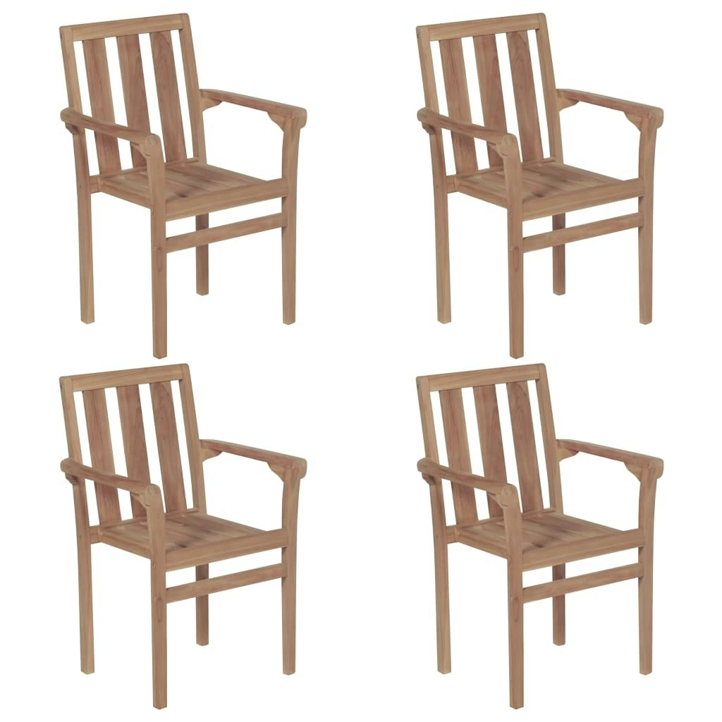 Stackable Garden Chairs 4 pcs Solid Teak Wood 3073376