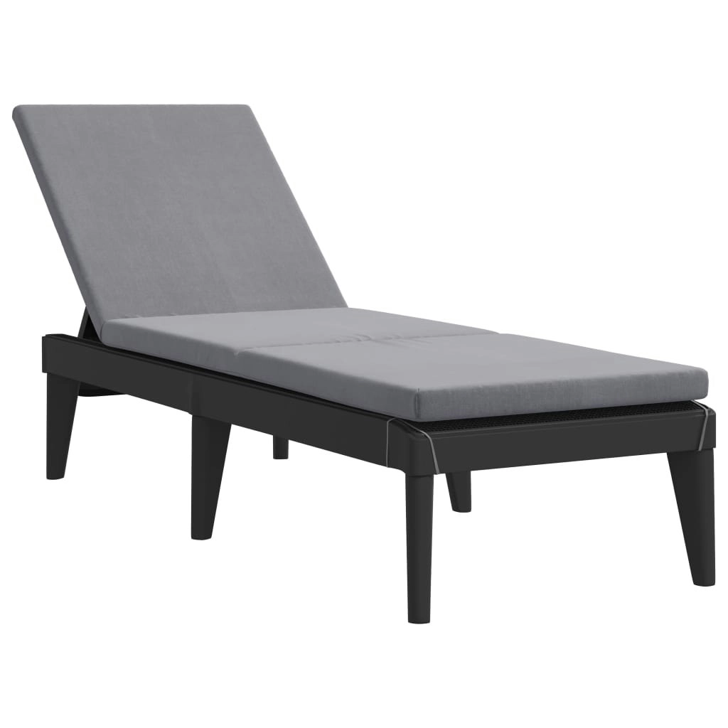 Sun Lounger with Cushion Anthracite 186x60x29 cm PP 364223