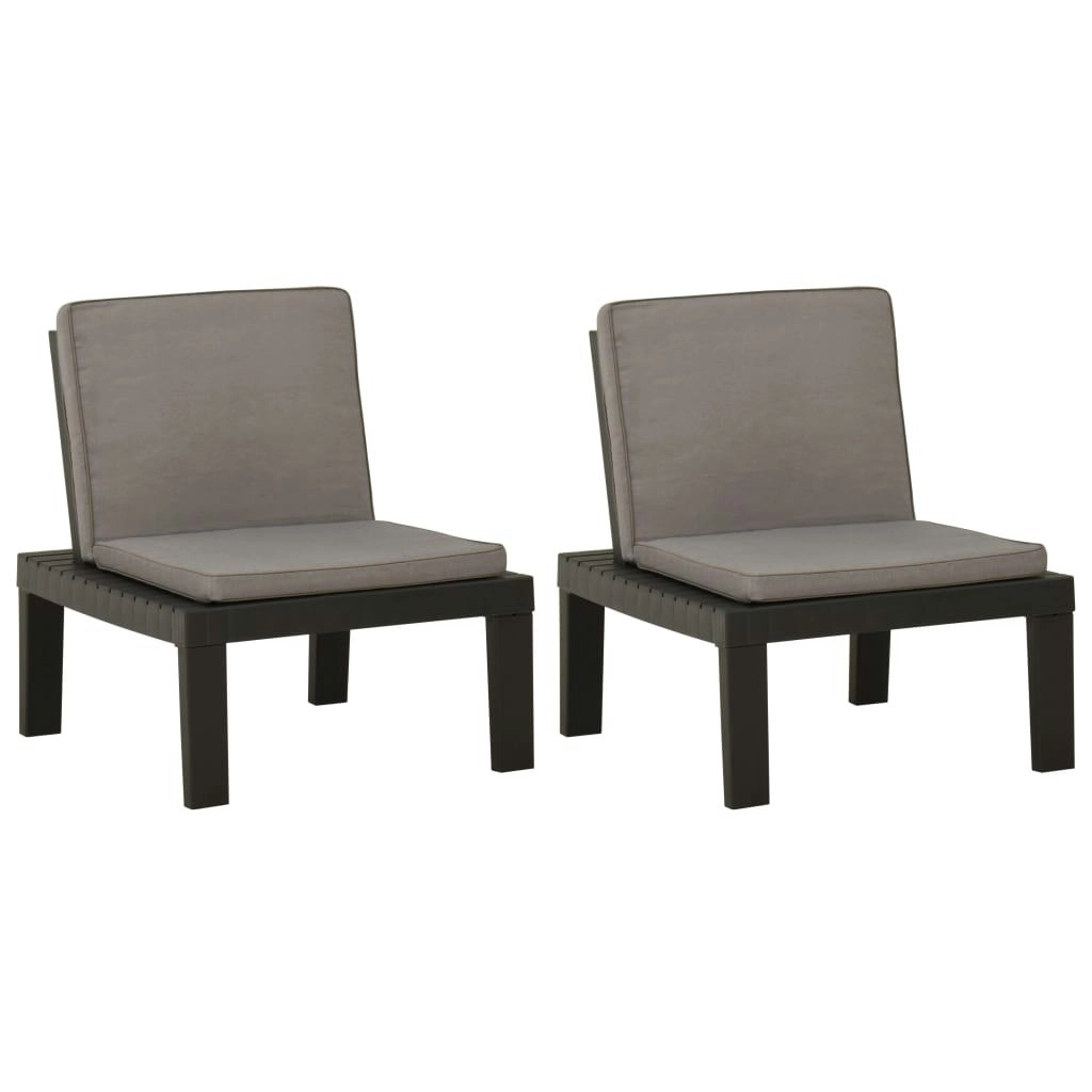 Garden Lounge Chairs with Cushions 2 pcs Plastic Grey 3059824