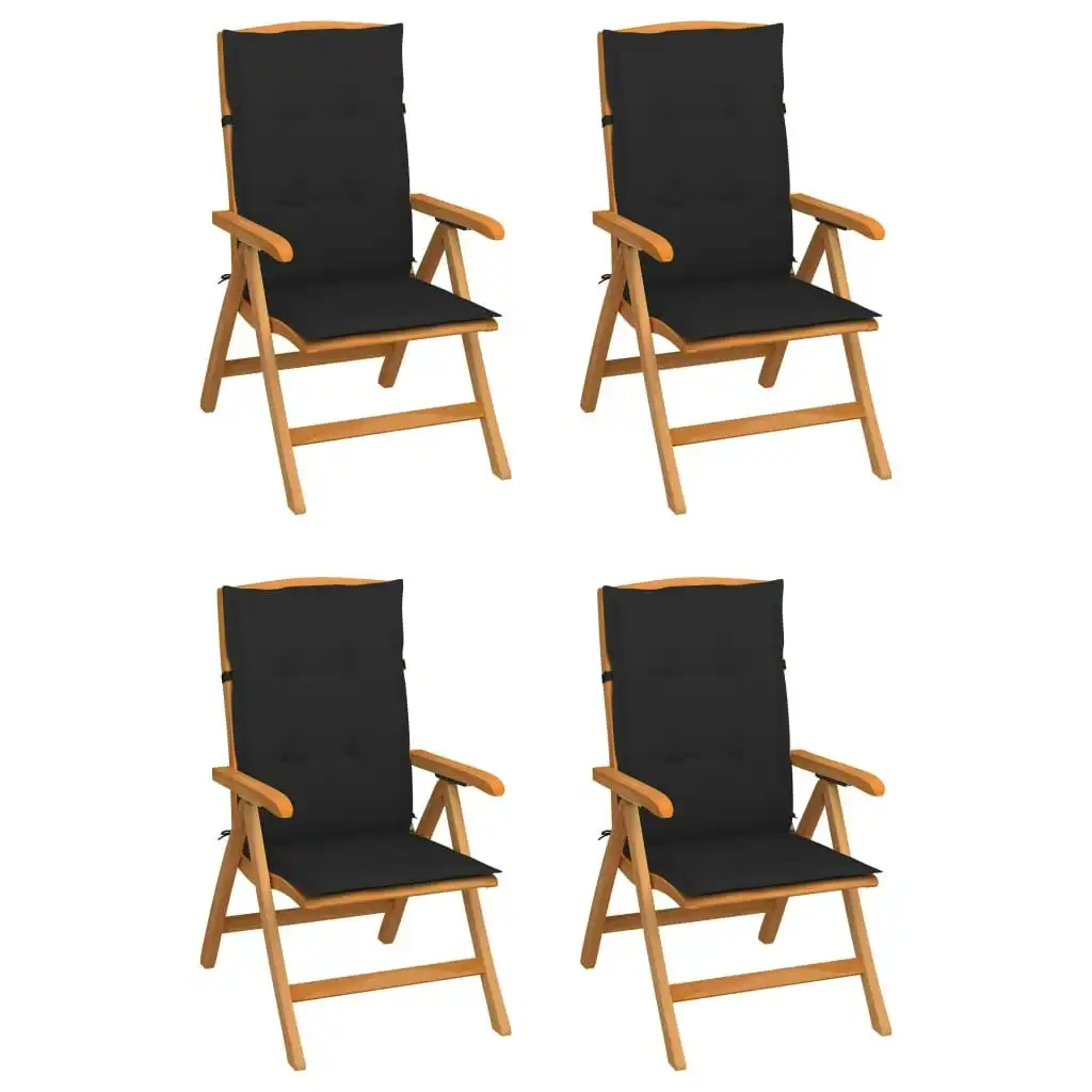 Reclining Garden Chairs with Cushions 4 pcs Solid Teak Wood 3072637