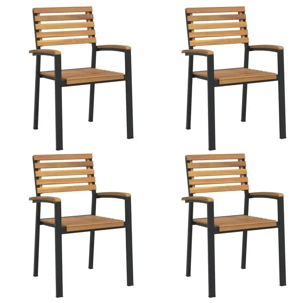 Stackable Garden Chairs 4 pcs Solid Wood Acacia and Metal 362015